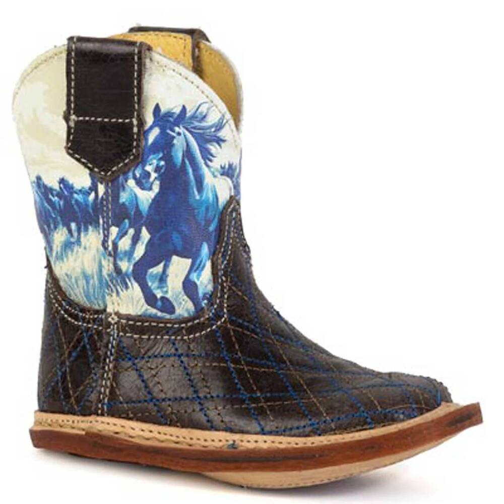 NEW ROPER boys wild mustang cowbabies boot in dark brown
